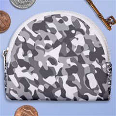 Grey And White Camouflage Pattern Horseshoe Style Canvas Pouch by SpinnyChairDesigns