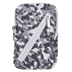 Grey And White Camouflage Pattern Belt Pouch Bag (large) by SpinnyChairDesigns