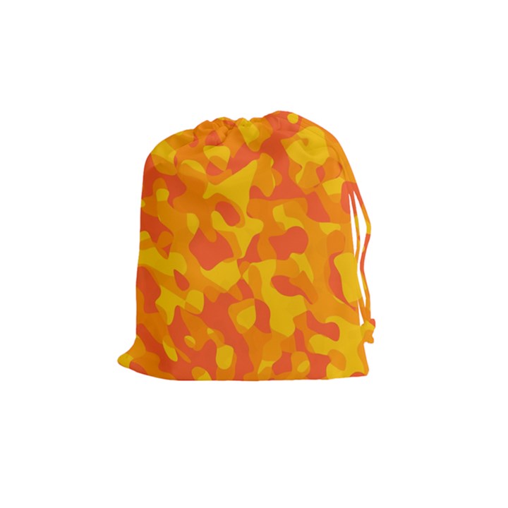 Orange and Yellow Camouflage Pattern Drawstring Pouch (Medium)