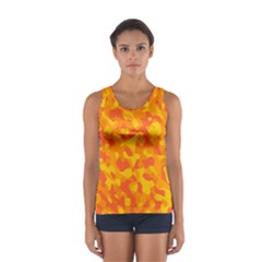 Orange And Yellow Camouflage Pattern Sport Tank Top  by SpinnyChairDesigns