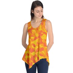 Orange And Yellow Camouflage Pattern Sleeveless Tunic by SpinnyChairDesigns