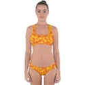 Orange and Yellow Camouflage Pattern Cross Back Hipster Bikini Set View1