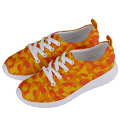 Orange And Yellow Camouflage Pattern Women s Lightweight Sports Shoes by SpinnyChairDesigns