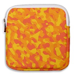 Orange And Yellow Camouflage Pattern Mini Square Pouch by SpinnyChairDesigns