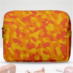 Orange And Yellow Camouflage Pattern Make Up Pouch (large) by SpinnyChairDesigns