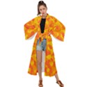 Orange and Yellow Camouflage Pattern Maxi Kimono View1