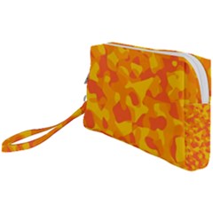 Orange And Yellow Camouflage Pattern Wristlet Pouch Bag (small) by SpinnyChairDesigns