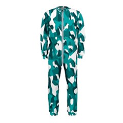 Teal And White Camouflage Pattern Onepiece Jumpsuit (kids) by SpinnyChairDesigns