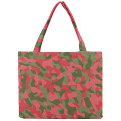 Pink And Green Camouflage Pattern Mini Tote Bag by SpinnyChairDesigns