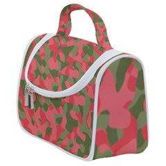 Pink And Green Camouflage Pattern Satchel Handbag by SpinnyChairDesigns