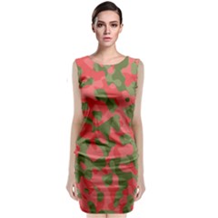 Pink And Green Camouflage Pattern Classic Sleeveless Midi Dress by SpinnyChairDesigns