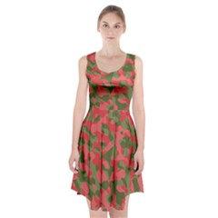 Pink And Green Camouflage Pattern Racerback Midi Dress by SpinnyChairDesigns