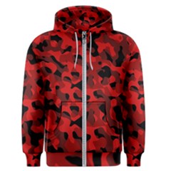 Red And Black Camouflage Pattern Men s Zipper Hoodie by SpinnyChairDesigns