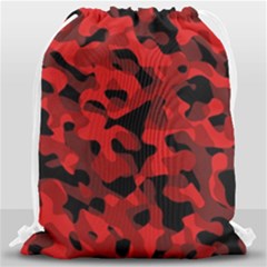 Red And Black Camouflage Pattern Drawstring Bag (large) by SpinnyChairDesigns