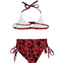 Red and Black Camouflage Pattern Kids  Classic Bikini Set View2