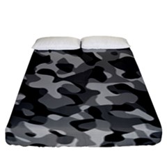 Grey And Black Camouflage Pattern Fitted Sheet (king Size) by SpinnyChairDesigns