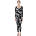 Grey and Black Camouflage Pattern Long Sleeve Catsuit View1