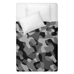 Grey And Black Camouflage Pattern Duvet Cover Double Side (single Size) by SpinnyChairDesigns