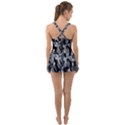 Grey and Black Camouflage Pattern Ruffle Top Dress Swimsuit View2