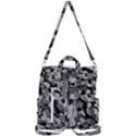 Grey and Black Camouflage Pattern Crossbody Backpack View3