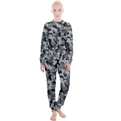 Grey And Black Camouflage Pattern Women s Lounge Set by SpinnyChairDesigns