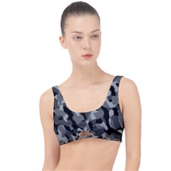 Grey And Black Camouflage Pattern The Little Details Bikini Top by SpinnyChairDesigns