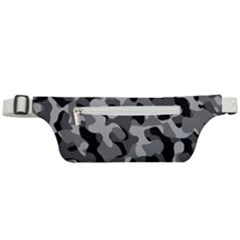 Grey And Black Camouflage Pattern Active Waist Bag by SpinnyChairDesigns