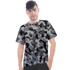 Grey And Black Camouflage Pattern Men s Sport Top by SpinnyChairDesigns