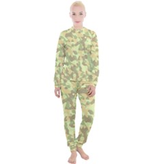 Light Green Brown Yellow Camouflage Pattern Women s Lounge Set by SpinnyChairDesigns