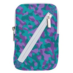 Purple And Teal Camouflage Pattern Belt Pouch Bag (large) by SpinnyChairDesigns