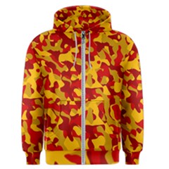 Red And Yellow Camouflage Pattern Men s Zipper Hoodie by SpinnyChairDesigns