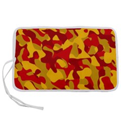 Red And Yellow Camouflage Pattern Pen Storage Case (m) by SpinnyChairDesigns