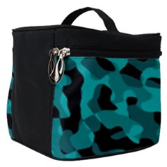 Black And Teal Camouflage Pattern Make Up Travel Bag (small) by SpinnyChairDesigns