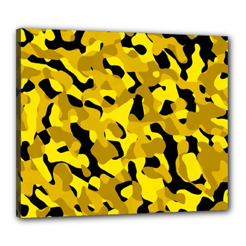 Black And Yellow Camouflage Pattern Canvas 24  X 20  (stretched) by SpinnyChairDesigns