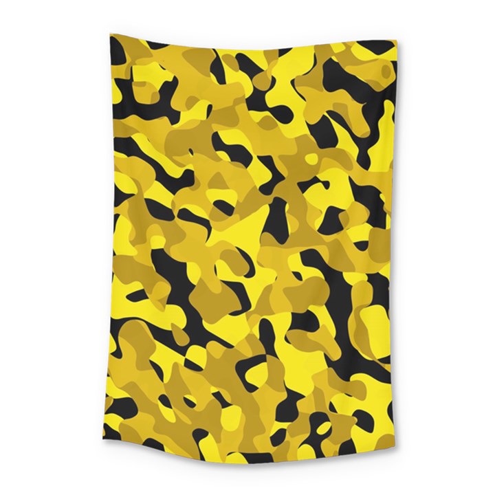 Black and Yellow Camouflage Pattern Small Tapestry