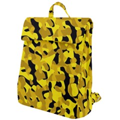 Black And Yellow Camouflage Pattern Flap Top Backpack by SpinnyChairDesigns