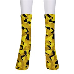 Black And Yellow Camouflage Pattern Men s Crew Socks by SpinnyChairDesigns