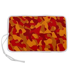 Red And Orange Camouflage Pattern Pen Storage Case (m) by SpinnyChairDesigns