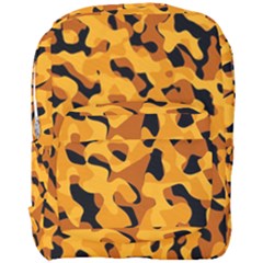 Orange And Black Camouflage Pattern Full Print Backpack by SpinnyChairDesigns