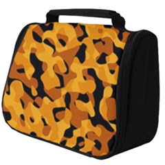 Orange And Black Camouflage Pattern Full Print Travel Pouch (big) by SpinnyChairDesigns