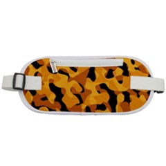 Orange And Black Camouflage Pattern Rounded Waist Pouch by SpinnyChairDesigns