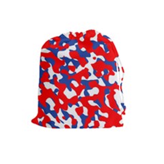 Red White Blue Camouflage Pattern Drawstring Pouch (large) by SpinnyChairDesigns