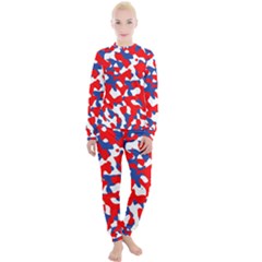 Red White Blue Camouflage Pattern Women s Lounge Set by SpinnyChairDesigns