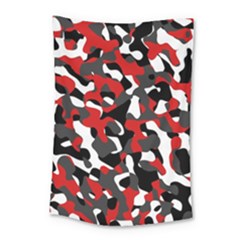 Black Red White Camouflage Pattern Small Tapestry by SpinnyChairDesigns