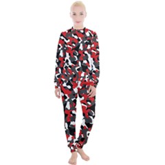 Black Red White Camouflage Pattern Women s Lounge Set by SpinnyChairDesigns