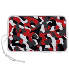 Black Red White Camouflage Pattern Pen Storage Case (m) by SpinnyChairDesigns