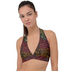 Stylish Fall Colors Camouflage Halter Plunge Bikini Top by SpinnyChairDesigns