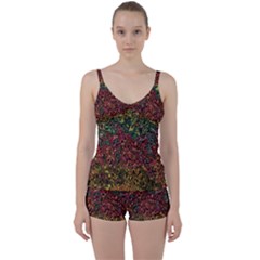 Stylish Fall Colors Camouflage Tie Front Two Piece Tankini by SpinnyChairDesigns