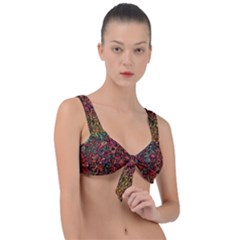 Stylish Fall Colors Camouflage Front Tie Bikini Top by SpinnyChairDesigns