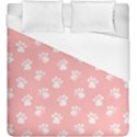 Animal Cat Dog Prints Pattern Pink White Duvet Cover (King Size) View1